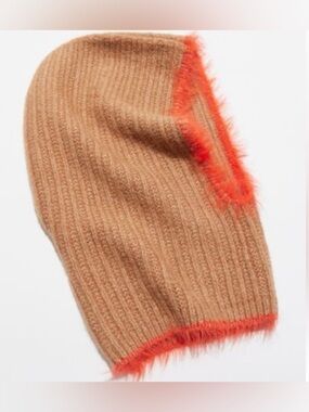 NEW Urban Outfitters Tan & Orange Fuzzy Balaclava Beanie Scarf